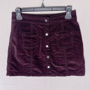 Jay Jays Burgundy Corduroy Button Front Mini Skirt 8